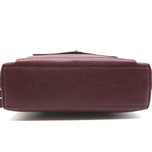 VINTAGE CHANEL 1990S CC FRONT POCKET TOTE BORDEAUX CAVIAR LEATHER SHOULDER BAG - Picture 7 of 12